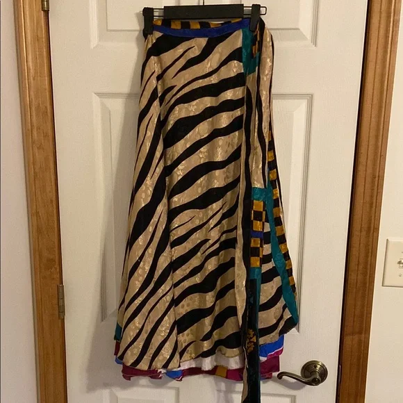 Zebra Print Wrap Skirt with Multicolor Accents - Picture 1 of 3